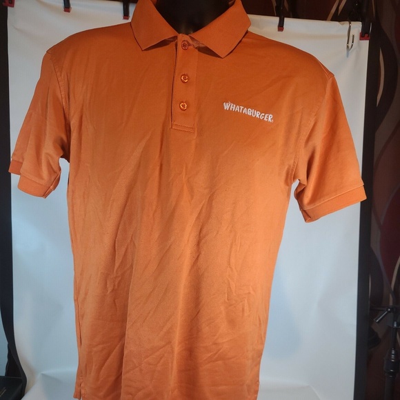 Whataburger Uniform Employee Embroidered Orange Polo Short Sleeve Small Shirt - Picture 4 of 9
